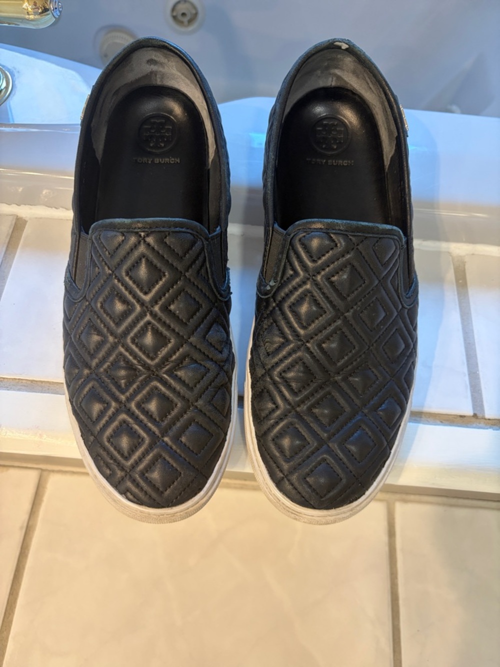 Tory Burch Black Quilted Slip-On Sneakers